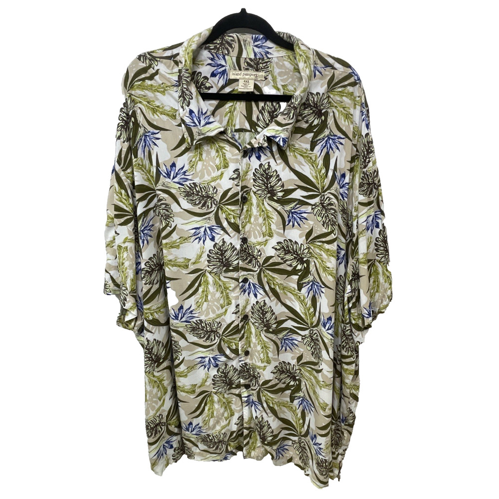 Island Passport Hawaiian Camp Shirt 4XL Rayon Tribal‎ Aloha Floral Island Men